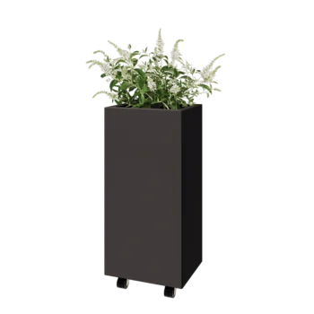 Steel planter - Rectangle - 40 x 30 x 80 cm - Other RAL colour - With bottom plate - With wheels