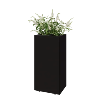 Steel planter - Rectangle - 40 x 30 x 80 cm - RAL9005 matt (black) - With bottom plate - With legs
