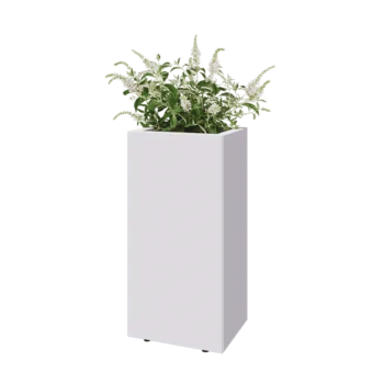 Steel planter - Rectangle - 40 x 30 x 80 cm - RAL9005 matt (white) - With bottom plate - With legs