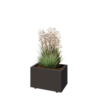 Steel planter - Rectangle - 50 x 30 x 30 cm - RAL7016 matt (anthracite grey) - With bottom plate - With legs