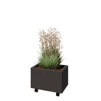 Steel planter - Rectangle - 50 x 30 x 30 cm - Other RAL colour - With bottom plate - With wheels