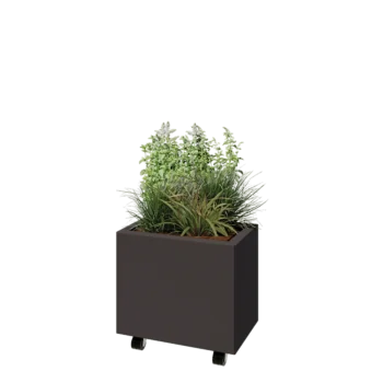 Steel planter - Rectangle - 50 x 30 x 40 cm - Other RAL colour - With bottom plate - With wheels