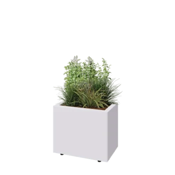 Steel planter - Rectangle - 50 x 30 x 40 cm - RAL9005 matt (white) - With bottom plate - With legs