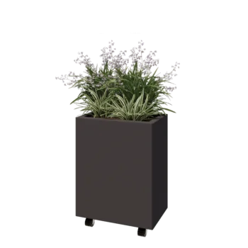 Steel planter - Rectangle - 50 x 30 x 60 cm - RAL7016 matt (anthracite grey) - With bottom plate - With wheels