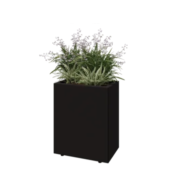 Steel planter - Rectangle - 50 x 30 x 60 cm - RAL9005 matt (black) - With bottom plate - With legs