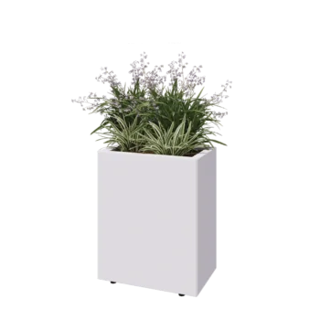 Steel planter - Rectangle - 50 x 30 x 60 cm - RAL9005 matt (white) - With bottom plate - With legs