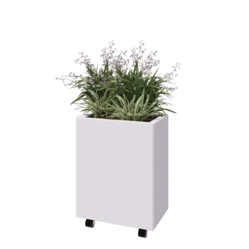 Steel planter - Rectangle - 50 x 30 x 60 cm - RAL9005 matt (white) - With bottom plate - With wheels