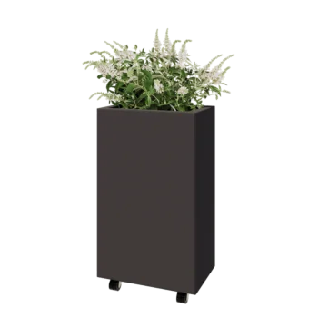Steel planter - Rectangle - 50 x 30 x 80 cm - Other RAL colour - With bottom plate - With wheels