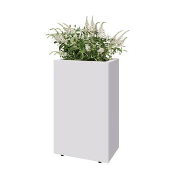 Steel planter - Rectangle - 50 x 30 x 80 cm - RAL9005 matt (white) - With bottom plate - With legs