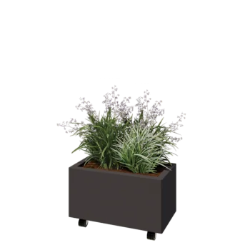 Steel planter - Rectangle - 60 x 30 x 30 cm - Other RAL colour - With bottom plate - With wheels