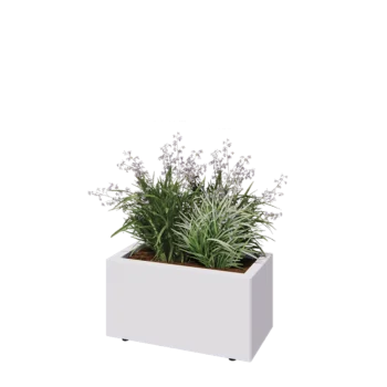 Steel planter - Rectangle - 60 x 30 x 30 cm - RAL9005 matt (white) - With bottom plate - With legs