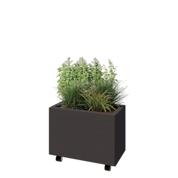 Steel planter - Rectangle - 60 x 30 x 40 cm - RAL7016 matt (anthracite grey) - With bottom plate - With wheels