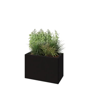 Steel planter - Rectangle - 60 x 30 x 40 cm - RAL9005 matt (black) - With bottom plate