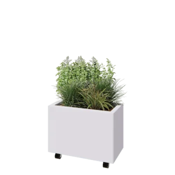 Steel planter - Rectangle - 60 x 30 x 40 cm - RAL9005 matt (white) - With bottom plate - With wheels