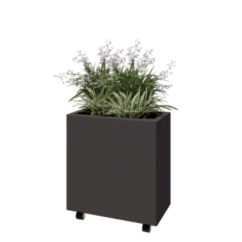 Steel planter - Rectangle - 60 x 30 x 60 cm - RAL7016 matt (anthracite grey) - With bottom plate - With wheels