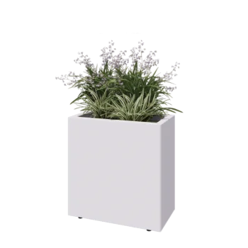 Steel planter - Rectangle - 60 x 30 x 60 cm - RAL9005 matt (white) - With bottom plate - With legs