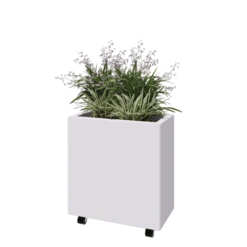 Steel planter - Rectangle - 60 x 30 x 60 cm - RAL9005 matt (white) - With bottom plate - With wheels