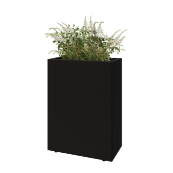 Steel planter - Rectangle - 60 x 30 x 80 cm - RAL9005 matt (black) - With bottom plate - With legs