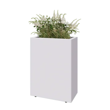 Steel planter - Rectangle - 60 x 30 x 80 cm - RAL9005 matt (white) - With bottom plate - With legs