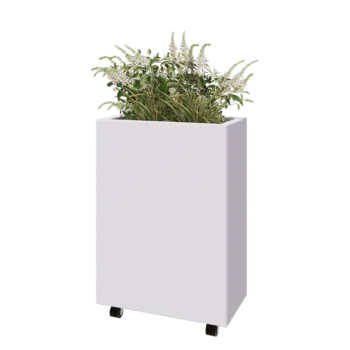 Steel planter - Rectangle - 60 x 30 x 80 cm - RAL9005 matt (white) - With bottom plate - With wheels