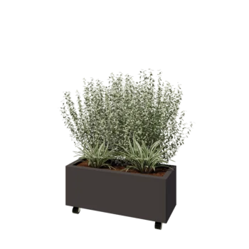 Steel planter - Rectangle - 80 x 30 x 30 cm - RAL7016 matt (anthracite grey) - With bottom plate - With wheels