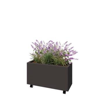 Steel planter - Rectangle - 80 x 30 x 40 cm - RAL7016 matt (anthracite grey) - With bottom plate - With wheels