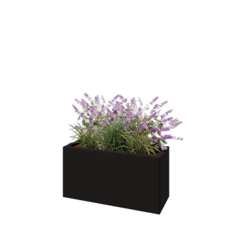 Steel planter - Rectangle - 80 x 30 x 40 cm - RAL9005 matt (black) - Without bottom plate