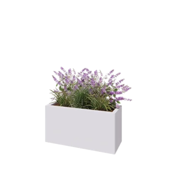 Steel planter - Rectangle - 80 x 30 x 40 cm - RAL9005 matt (white) - With bottom plate