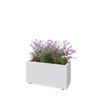 Steel planter - Rectangle - 80 x 30 x 40 cm - RAL9005 matt (white) - With bottom plate - With legs