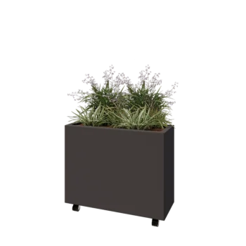 Steel planter - Rectangle - 80 x 30 x 60 cm - RAL7016 matt (anthracite grey) - With bottom plate - With wheels