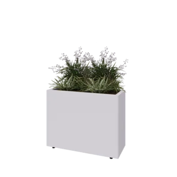 Steel planter - Rectangle - 80 x 30 x 60 cm - RAL9005 matt (white) - With bottom plate - With legs