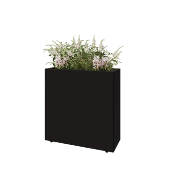 Steel planter - Rectangle - 80 x 30 x 80 cm - RAL9005 matt (black) - With bottom plate - With legs