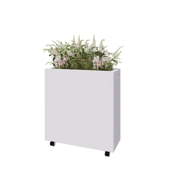 Steel planter - Rectangle - 80 x 30 x 80 cm - RAL9005 matt (white) - With bottom plate - With wheels