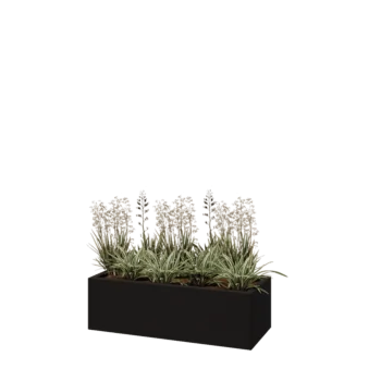 Steel planter - Rectangle - 100 x 40 x 30 cm - RAL9005 matt (black) - With bottom plate