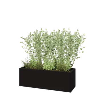 Steel planter - Rectangle - 120 x 40 x 40 cm - RAL9005 matt (black) - Without bottom plate