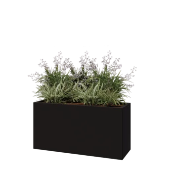 Steel planter - Rectangle - 120 x 40 x 60 cm - RAL9005 matt (black) - Without bottom plate