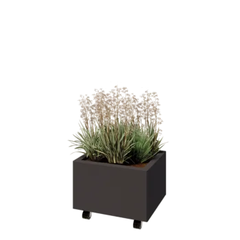 Steel planter - Rectangle - 50 x 40 x 30 cm - Other RAL colour - With bottom plate - With wheels