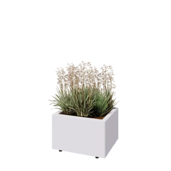 Steel planter - Rectangle - 50 x 40 x 30 cm - RAL9005 matt (white) - With bottom plate - With legs