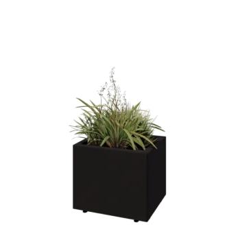 Steel planter - Rectangle - 50 x 40 x 40 cm - RAL9005 matt (black) - With bottom plate - With legs