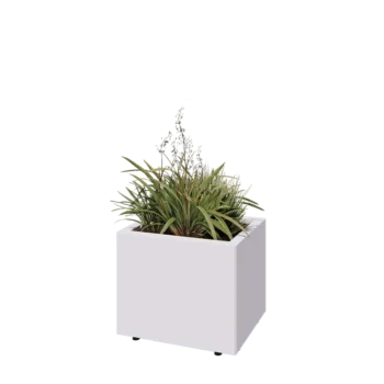 Steel planter - Rectangle - 50 x 40 x 40 cm - RAL9005 matt (white) - With bottom plate - With legs
