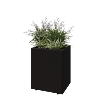 Steel planter - Rectangle - 50 x 40 x 60 cm - RAL9005 matt (black) - With bottom plate - With legs