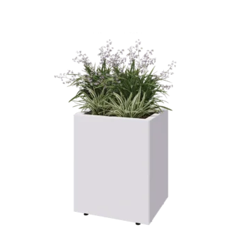 Steel planter - Rectangle - 50 x 40 x 60 cm - RAL9005 matt (white) - With bottom plate - With legs