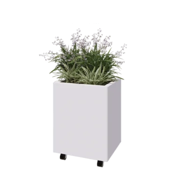Steel planter - Rectangle - 50 x 40 x 60 cm - RAL9005 matt (white) - With bottom plate - With wheels