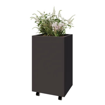Steel planter - Rectangle - 50 x 40 x 80 cm - Other RAL colour - With bottom plate - With wheels