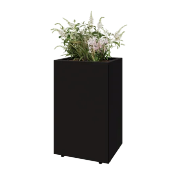 Steel planter - Rectangle - 50 x 40 x 80 cm - RAL9005 matt (black) - With bottom plate - With legs