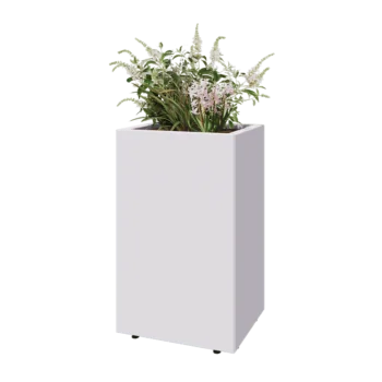 Steel planter - Rectangle - 50 x 40 x 80 cm - RAL9005 matt (white) - With bottom plate - With legs