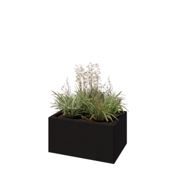 Steel planter - Rectangle - 60 x 40 x 30 cm - RAL9005 matt (black) - Without bottom plate