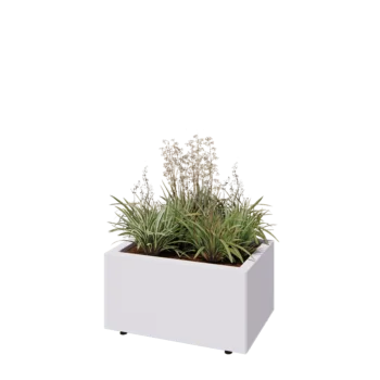 Steel planter - Rectangle - 60 x 40 x 30 cm - RAL9005 matt (white) - With bottom plate - With legs