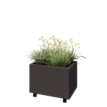 Steel planter - Rectangle - 60 x 40 x 40 cm - Other RAL colour - With bottom plate - With wheels