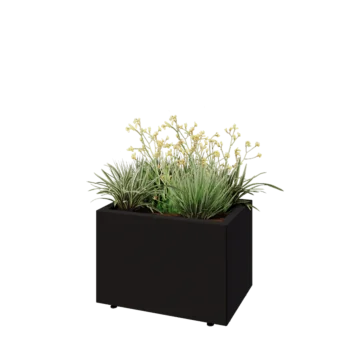 Steel planter - Rectangle - 60 x 40 x 40 cm - RAL9005 matt (black) - With bottom plate - With legs